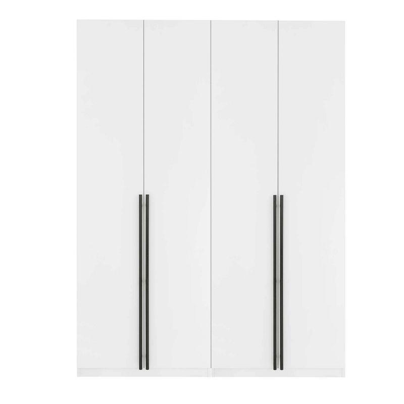 Manhattan Comfort 2pc Lee 4 Door and 8 Shelf Module Wardrobe White: Modern Storage, MDF, Metal Hardware