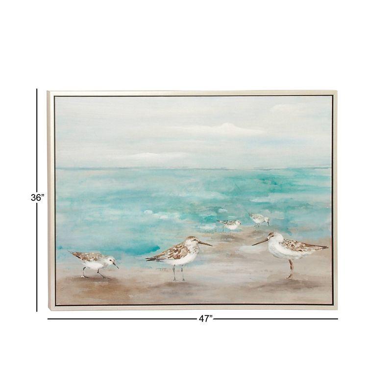 Canvas Bird Framed Wall Art with Silver Frame White - Olivia & May