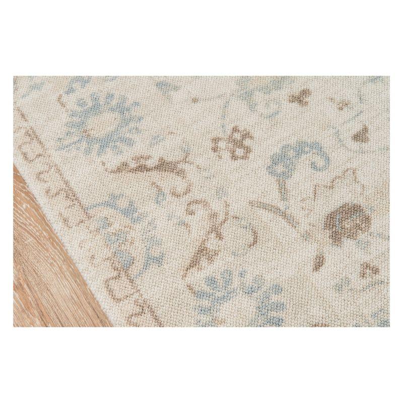 Beige Rectangular Easy-Care Wool Blend Area Rug