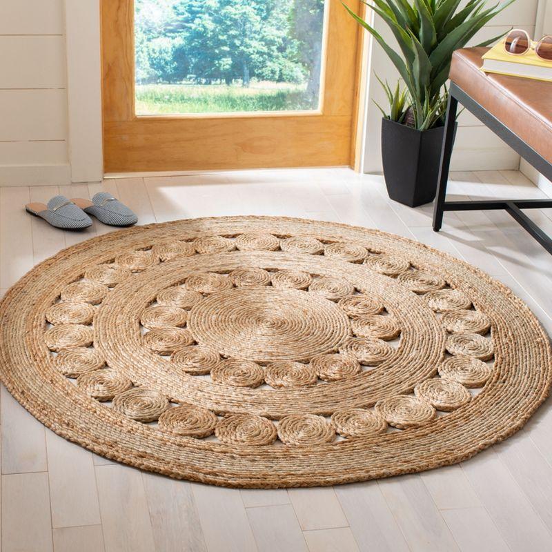 Natural Fiber NFB250 Hand Woven Area Rug - Natural - 3' round - Safavieh.