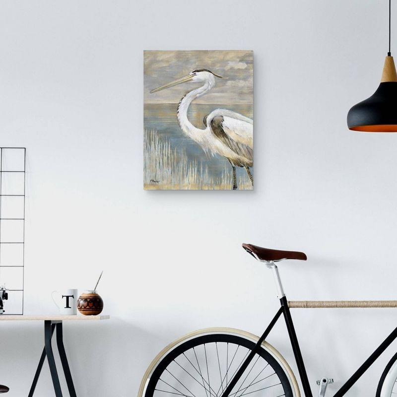 22" x 28" Golden River Heron by Paul Brent Unframed Wall Canvas - Masterpiece Art Gallery: Beachy Bedroom Decor, Vertical Canvas Art