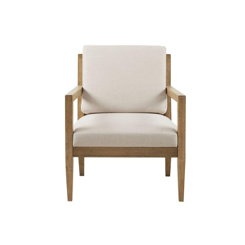 Ivory Upholstered Accent Chair with Medium Wood Frame