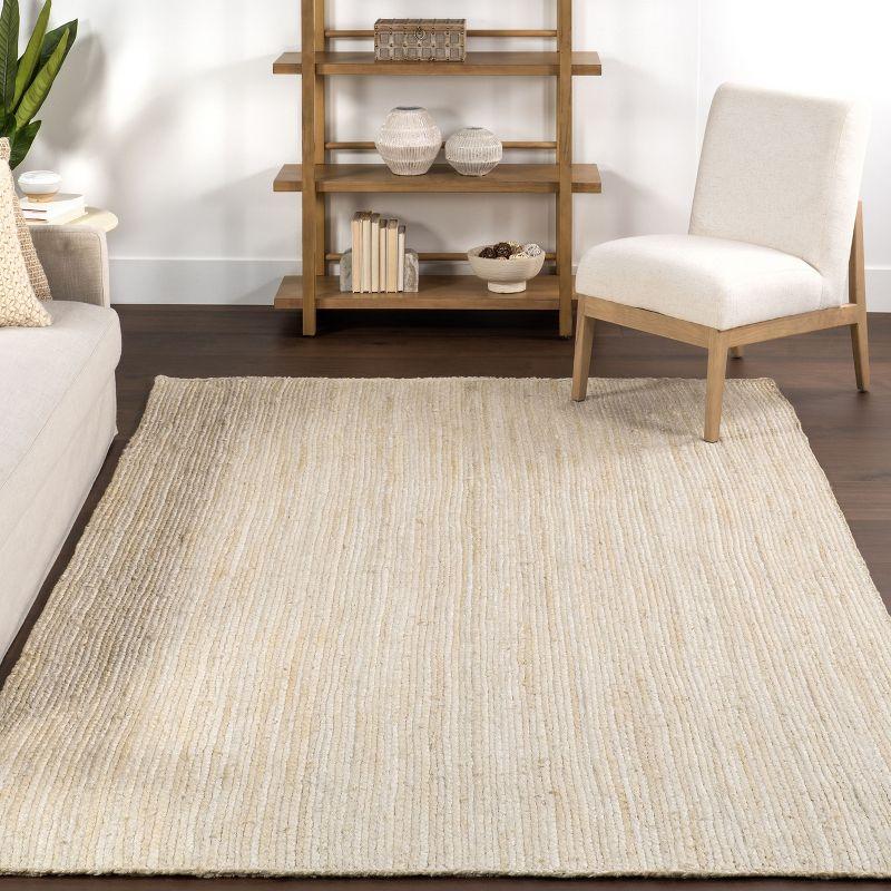 Nuloom 10 Square Rigo Jute Hand Woven Indoor Area Rug, Off White, Solid Farmhouse Design, Natural Fiber Bedroom, Living Room, Kitchen,