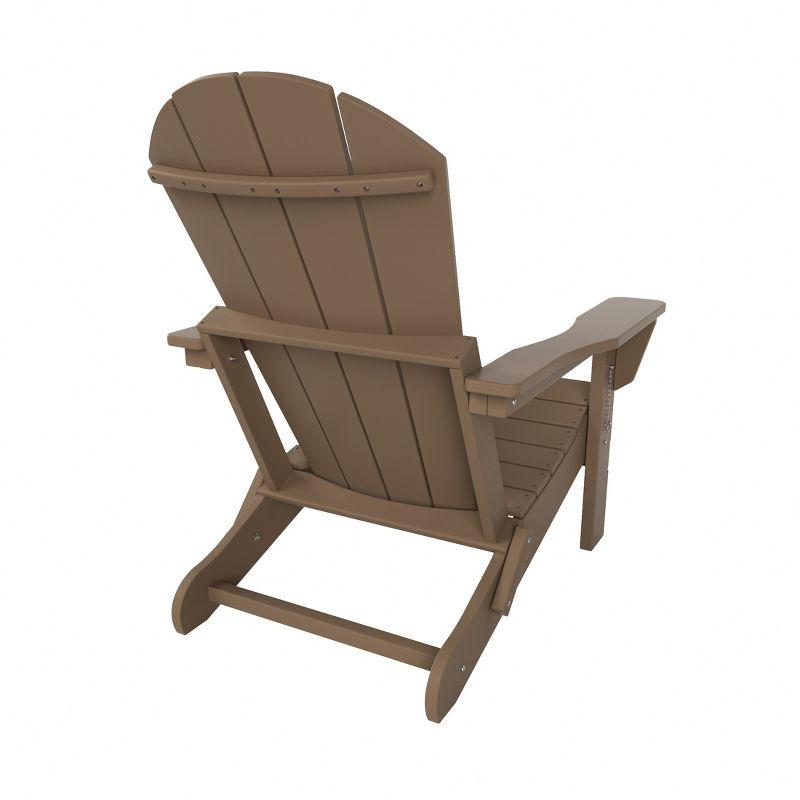 Weathered Wood HDPE Outdoor Folding Adirondack Chair with Wide Armrests