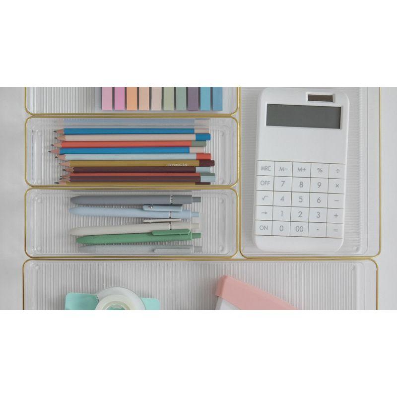 Thomas Martha Stewart Plastic Stackable Office Desk Drawer Organizer Set with Metallic Trim