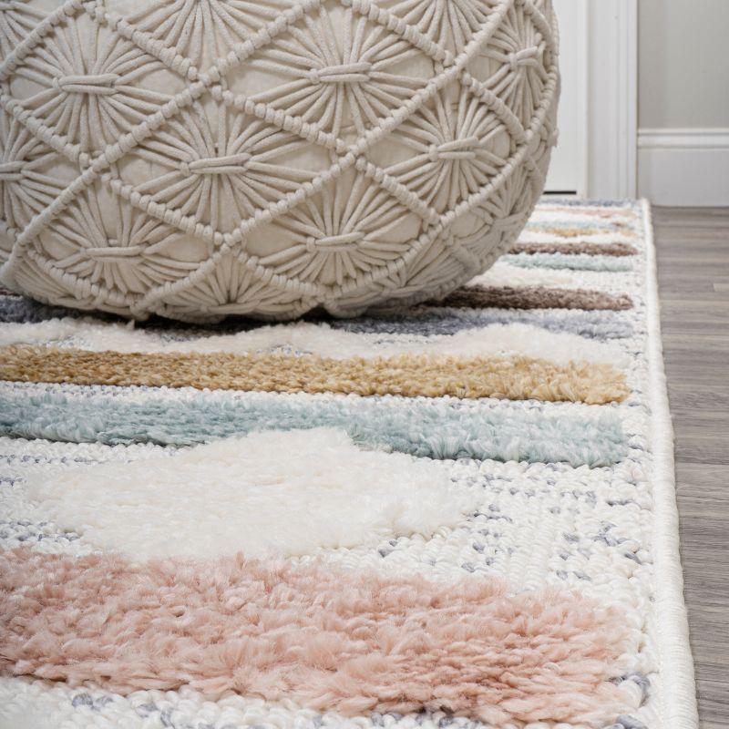 Faiza Moroccan Striped Geometric High-Low Area Rug - JONATHAN Y