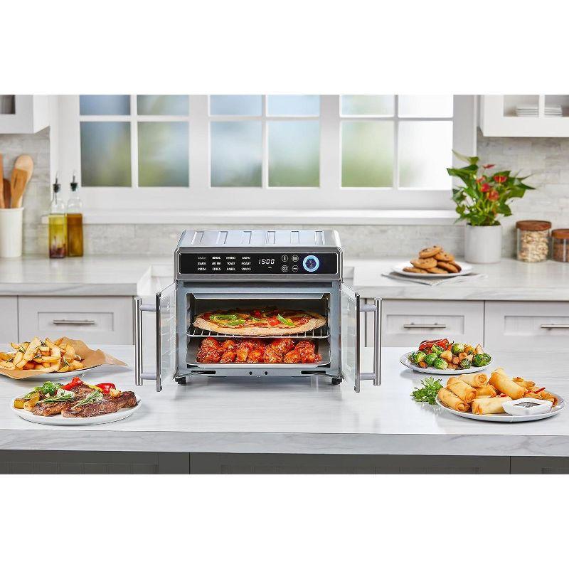 BLACK+DECKER BLACK+DECKER Air Fryer Toaster Oven Combo, 12 in 1 Countertop Convection Oven Cooks Food Fast, Fits a Whole Pizza, French Doors