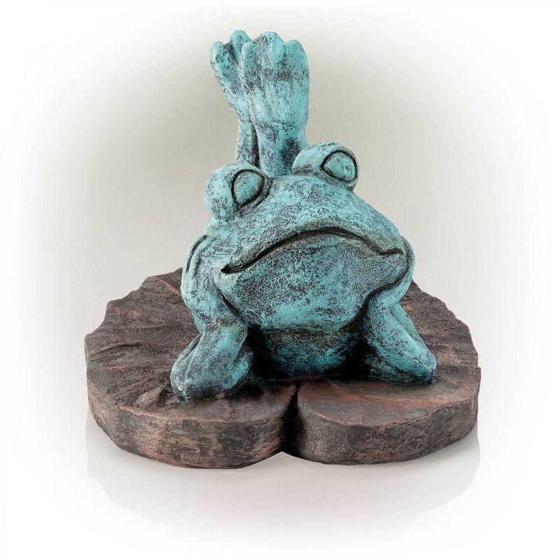 9" Magnesium Oxide Frog Laying Down Statue - Alpine Corporation: Zen Garden Decor, Outdoor Animal Sculpture