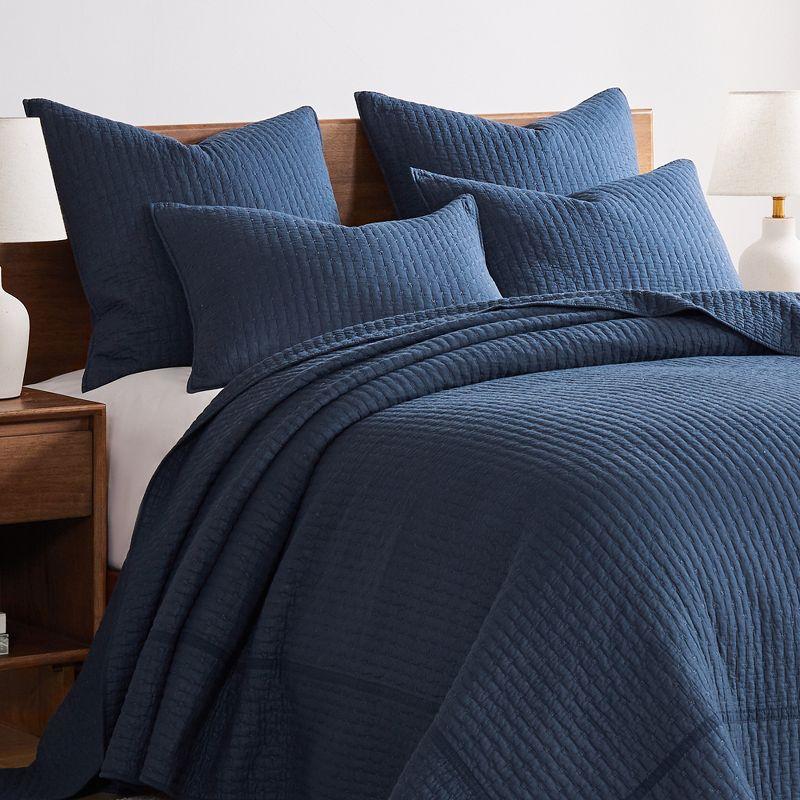 Cross Stitch Navy Euro Sham Set of 2