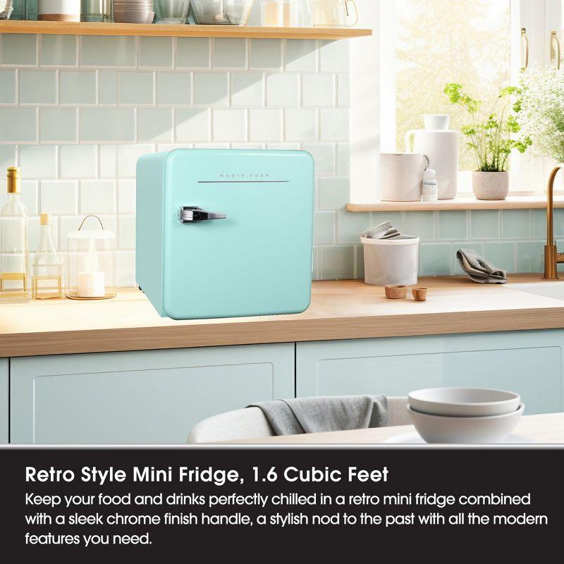 Magic Chef Magic Chef 1.6 Cubic Feet Retro Style Mini Fridge with Interior LED Light, Mint