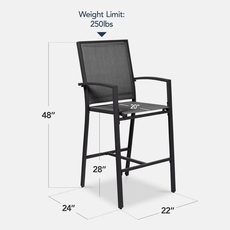 Best Choice Products Outdoor Barstools Set of 2, Bar Height Patio Chairs w/ All-Weather Mesh - Black/Black