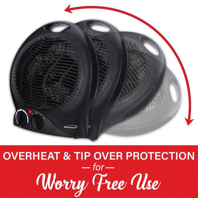 Brentwood H-F301BK 1,500-Watt-Max Portable Electric Space Heater and Fan, Black