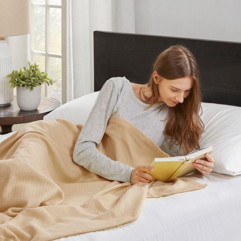 Bed Blanket Liquid Cotton Full/Queen Linen: Madison Park, Machine Washable, Year Round Comfort