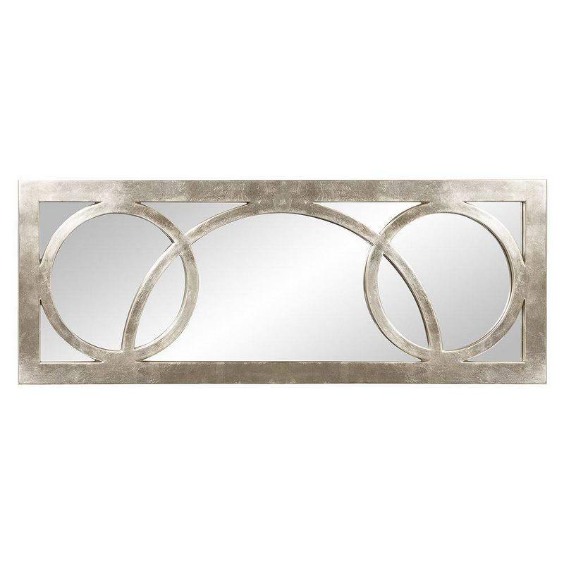 Rectangle Dynasty Decorative Wall Mirror Silver - Howard Elliott: Modern Style, Swirl Accents, No Assembly Required