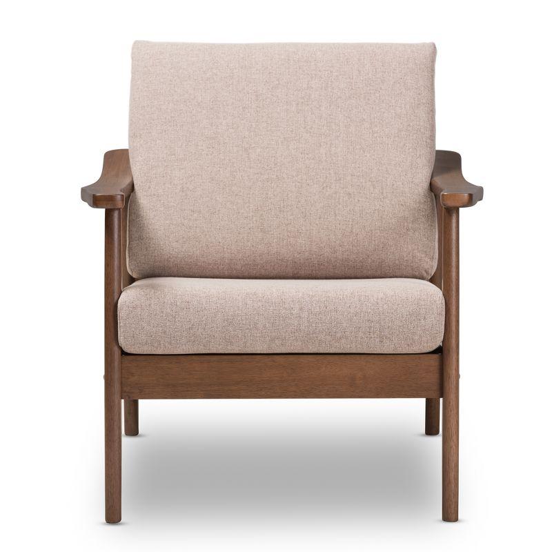 Venza Mid Modern Lounge Chair: Rubberwood Frame, Polyester Upholstery - Baxton Studio