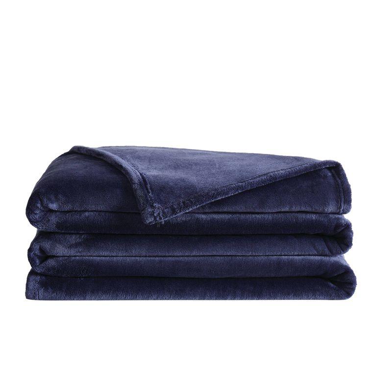 Truly Soft Velvet Plush Family Blanket Navy: 120x120" Microplush, Machine Washable, All Ages