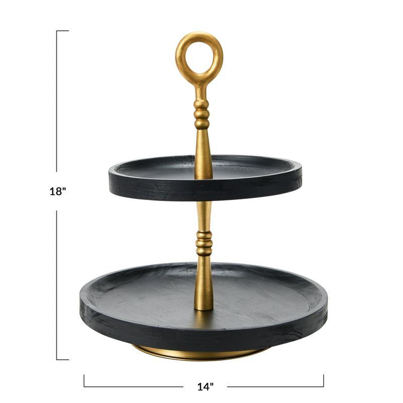 Wood 2-Tier Decorative Tray, Black/Gold
