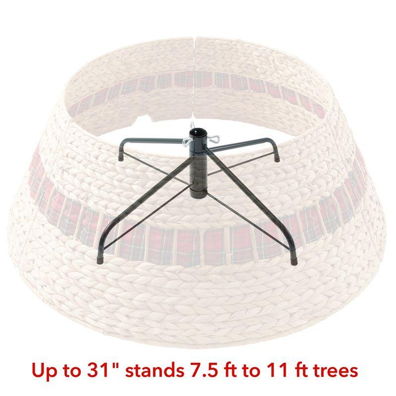 Casafield 32-Inch Water Hyacinth Christmas Tree Collar, Woven Farmhouse Tree Base Cover with Cord Cut Out, Natural
