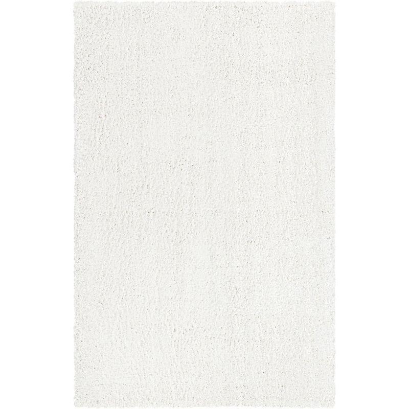 Alpine Bliss 5'3" x 8' White Synthetic Shag Area Rug