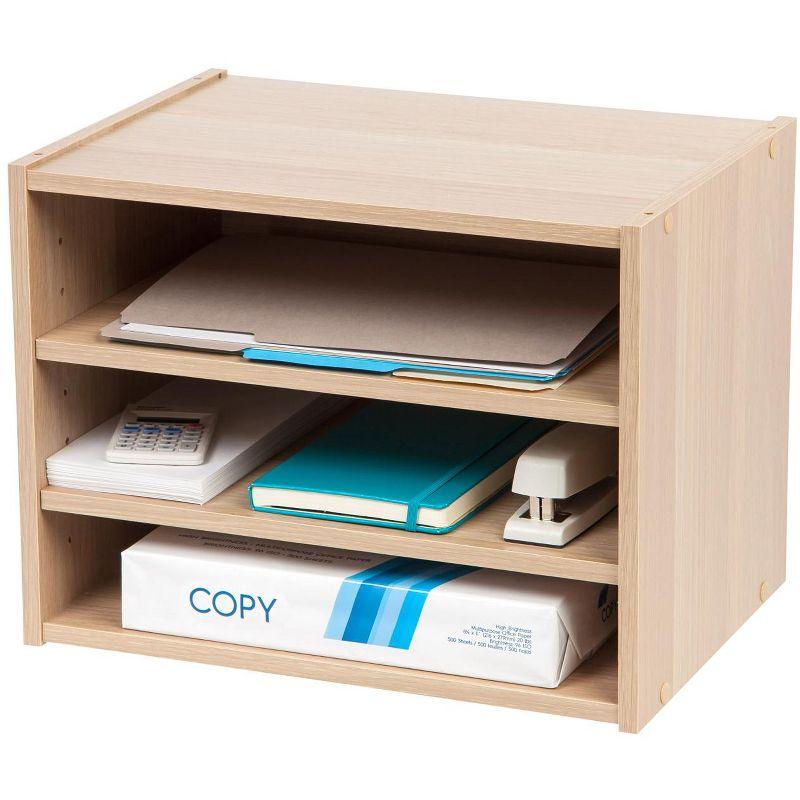 Tachi Modular Light Brown Wood Stackable Storage Organizer with Adjustable Shelves