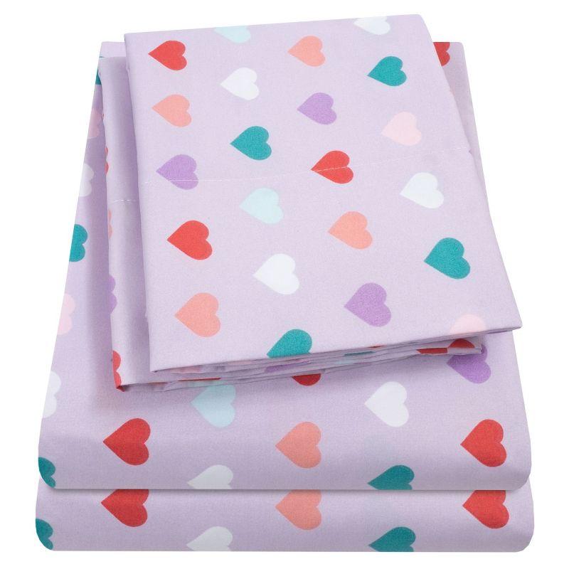 Pink Hearts Microfiber Twin Kids' Sheet Set