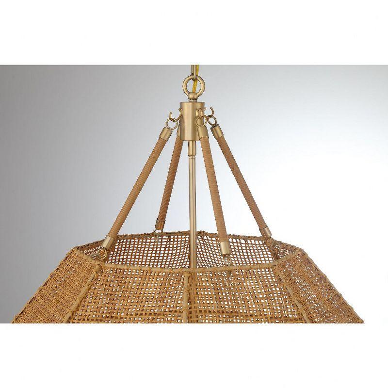 Savoy House Selby 5 - Light Pendant in  Burnished Brass/Rattan