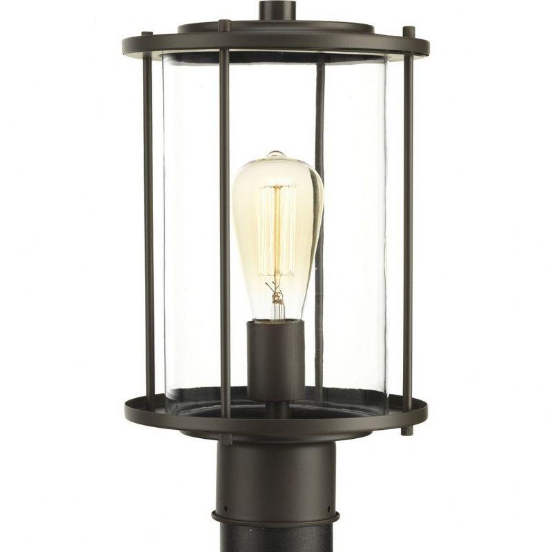 Progress Lighting, Gunther, 1-Light Outdoor Post Lantern, Antique Bronze, Clear Glass Shade