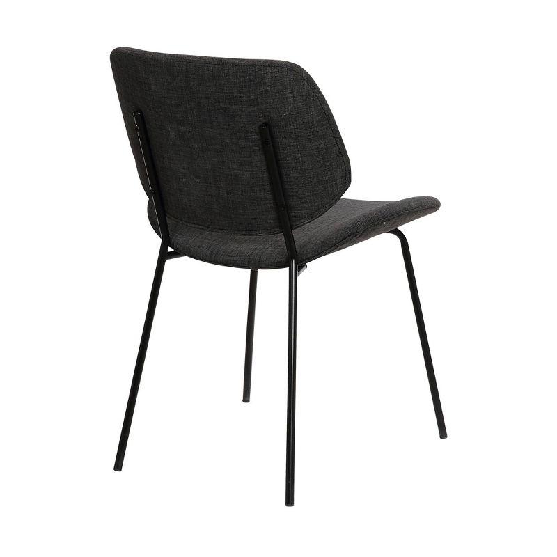 Contemporary Charcoal Faux Leather Side Chair with Black Metal Legs