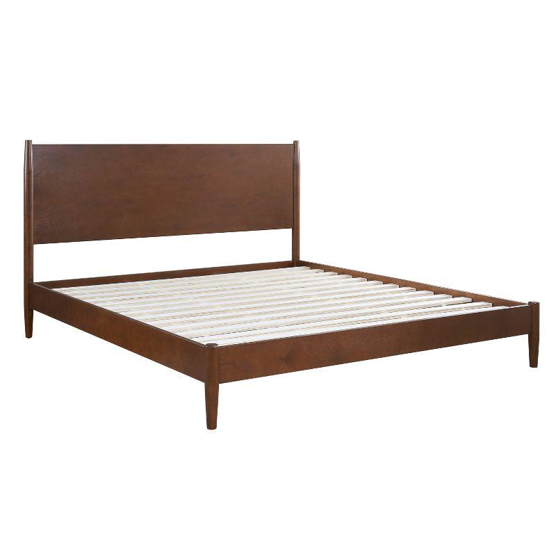 Landon Mid-Century Mahogany King Platform Bed with Wood Headboard