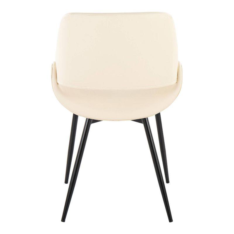 Cream Faux Leather Upholstered Dining Chair with Black Metal Legs