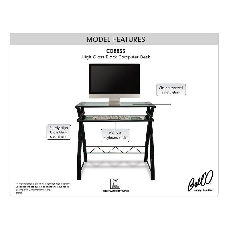 Bello Computer Desk - Sleek High Gloss Black Finish - CD8855