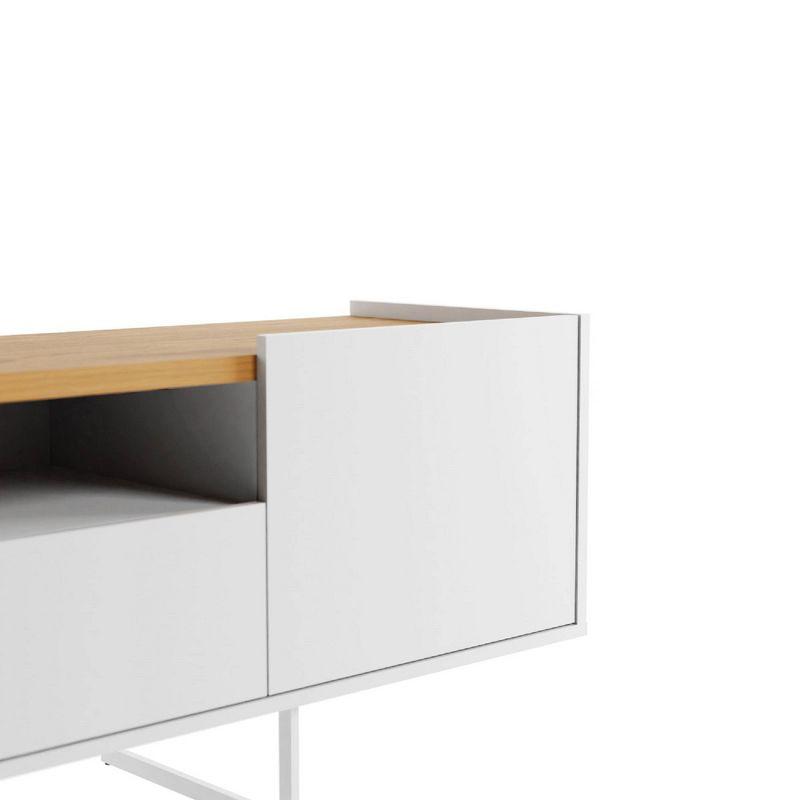Winston TV Stand for TVs up to 65" White/Cinnamon - Manhattan Comfort: Entertainment Center with Cable Management