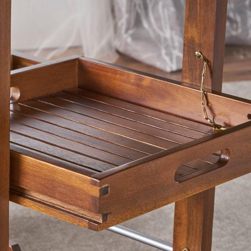 Cynthia Farmhouse Wooden Bar Cart Dark Oak Brown - Christopher Knight Home