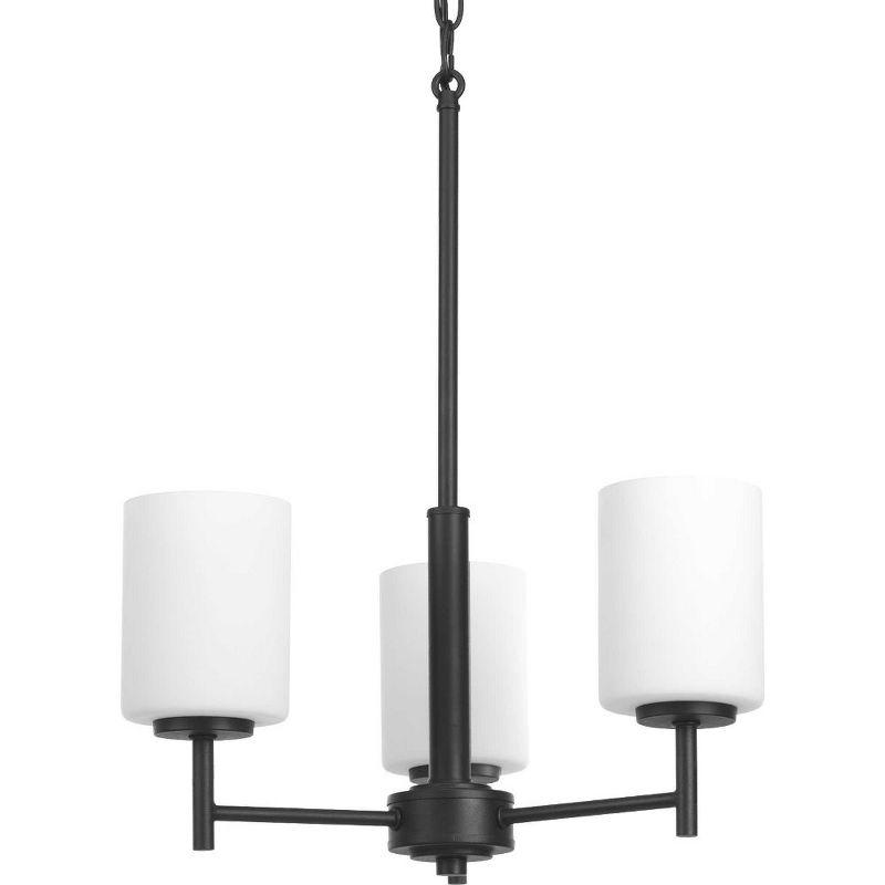 Progress Lighting Replay 3-Light Chandelier, Brushed Nickel, White Glass Shades