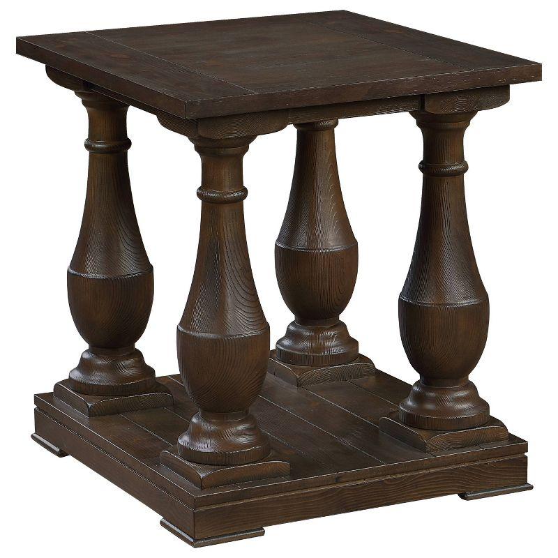 Walden Transitional Square Coffee Brown Wood End Table with Shelf