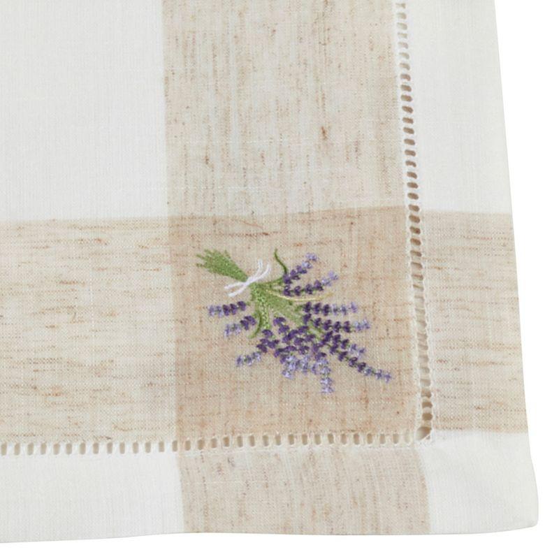 Saro Lifestyle Embroidered Lavender Hemstitch Placemat, 14"x19" Oblong, Ivory (Set of 4)