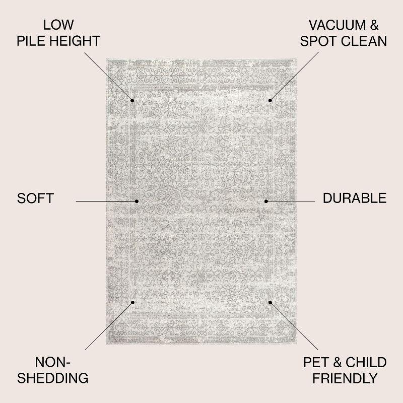 3'x5' Ferro Filigree Charcoal Black and White Area Rug, Gray/Dark Gray - JONATHAN Y