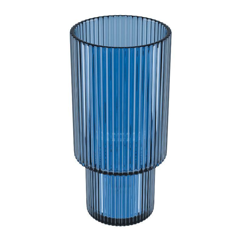 American Atelier Vintage Art Deco 11 oz. Fluted Drinking Glasses 4-Piece, Unique Cups for Weddings, Cocktails or Bar, Ribbed Glass Cup