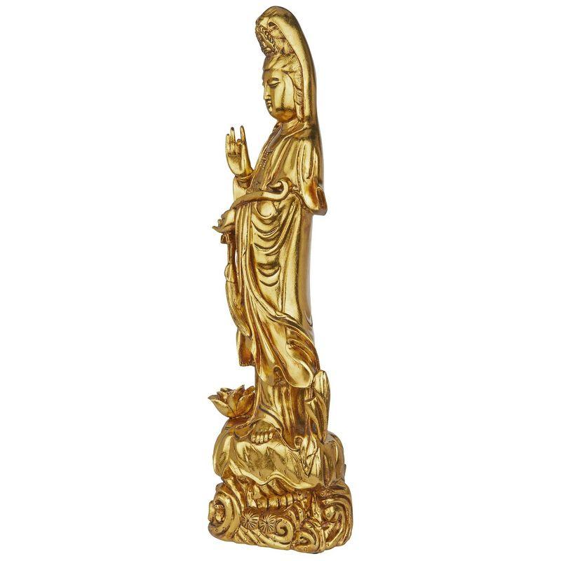 Golden Guan-Yin Chinese Goddess of Mercy Statue