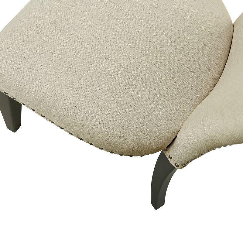 Set of 2 Savoy Upholstered Dining Armless Chairs Cream - Alaterre Furniture: Faux Leather, Nailhead Detail, Rubberwood Frame