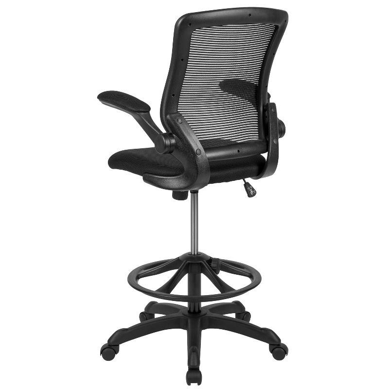 Flash Furniture Mid-Back Mesh Ergonomic Drafting Chair with Adjustable Foot Ring and Flip-Up Arms