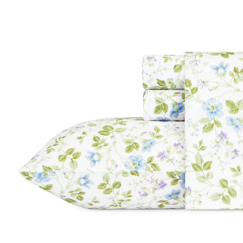 Periwinkle Floral Cotton Queen Sheet Set