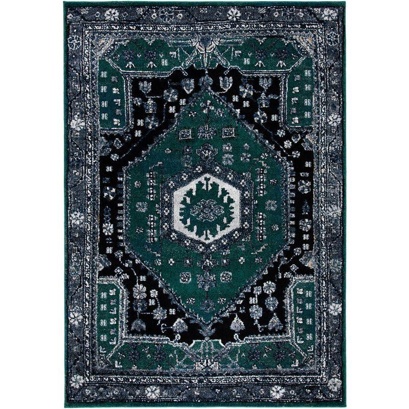 Vintage Hamadan VTH204 Power Loomed Indoor Area Rug - Green/Black - 4'x6' - Safavieh