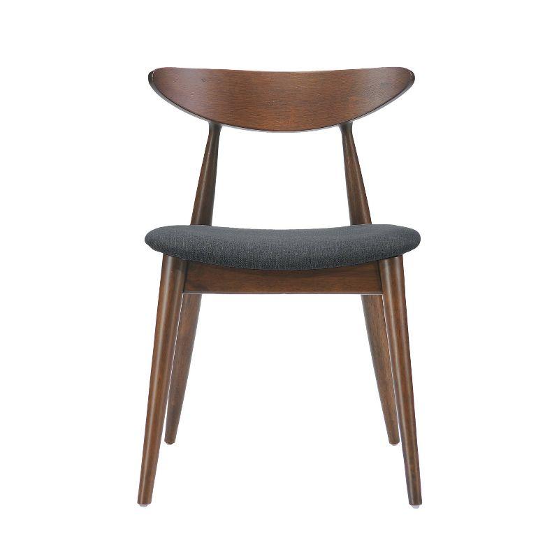 Christopher Knight Home Barron Mid Century Modern Rubberwood Fabric Upholstered Dining Chairs (Set of 2), Charcoal/Walnut