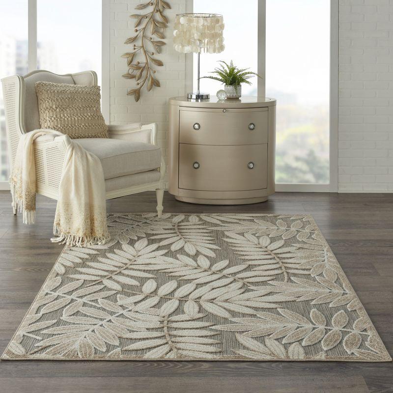 Nourison Aloha Floral Leaf Flatweave High-Low Indoor Outdoor Area Rug Natural 3'6" x 5'6"