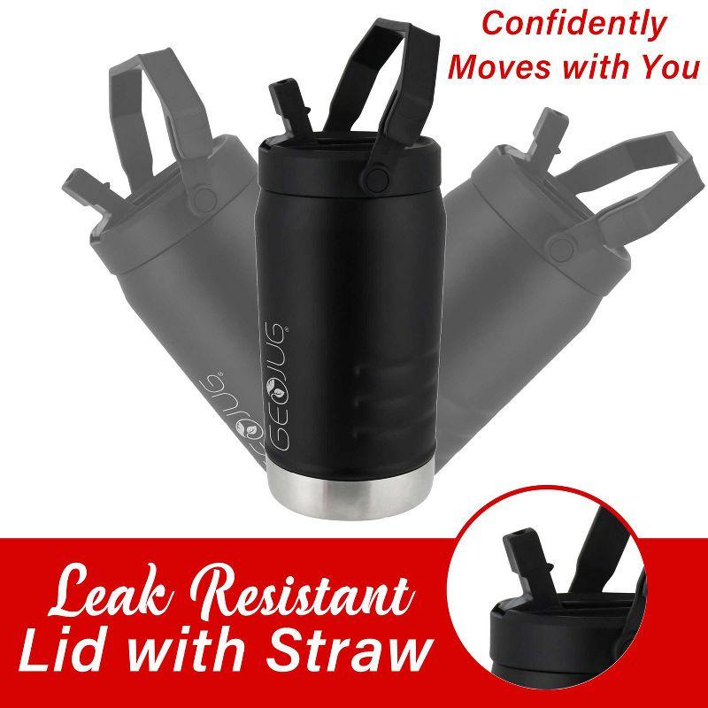 Brentwood Vacuum-Insulated Stainless Steel Sports Water Jug with Spout Straw Lid, and Handle with Fence Hook (40 Oz.; Black)