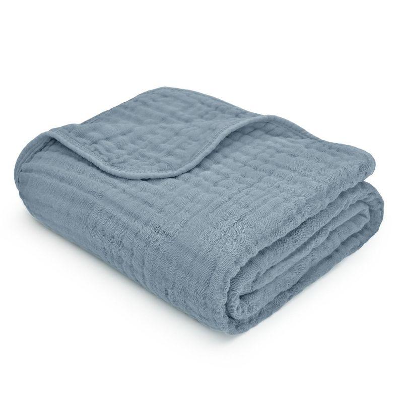 Pacific Blue Large Muslin Cotton Baby Blanket