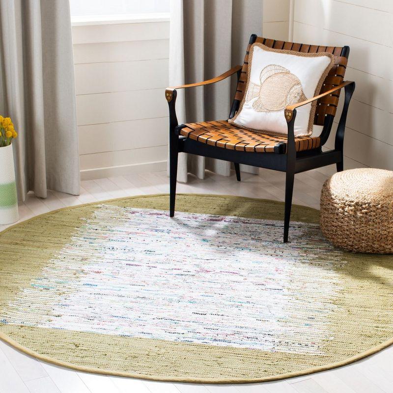 Coastal Charm Off-White Cotton 47" Round Hand-Woven Rug