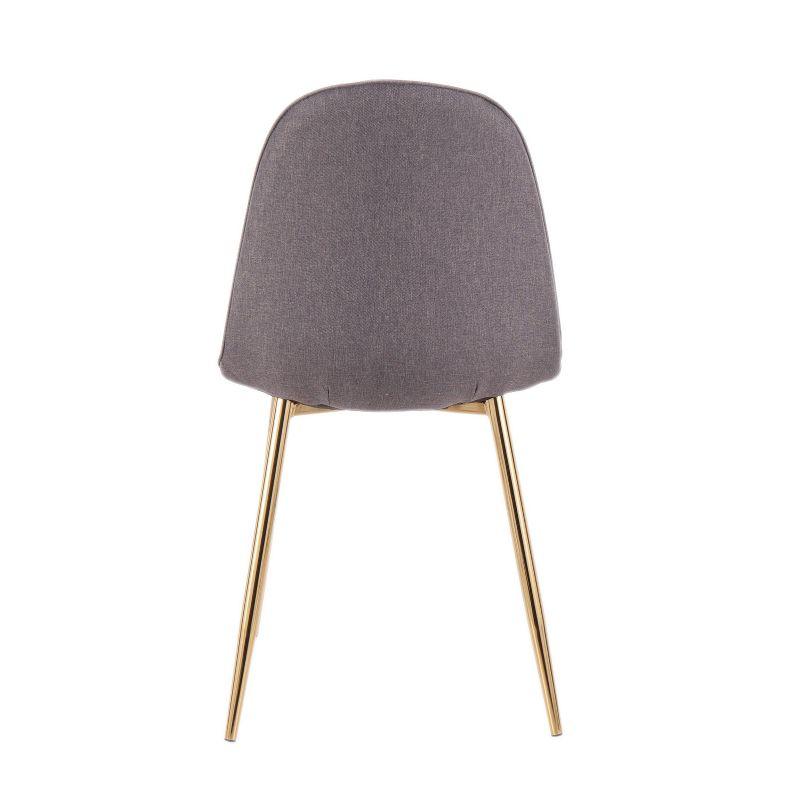 Set of 2 Pebble Contemporary Dining Chairs Gold/Charcoal: Upholstered, Metal Legs - LumiSource