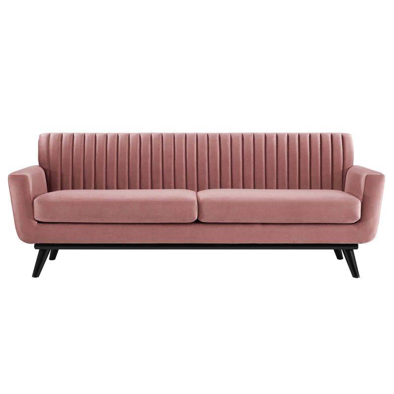 Engage Channel Tufted Performance Velvet Sofa Dusty Rose - Modway: Upholstered, Wood Frame, Foam Fill